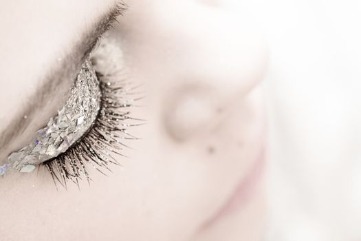 Close-up portrait of beautiful caucasian young woman