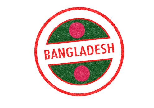 Passport-style BANGLADESH rubber stamp over a white background.