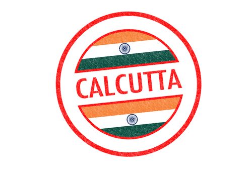 Passport-style CALCUTTA (India) rubber stamp over a white background.