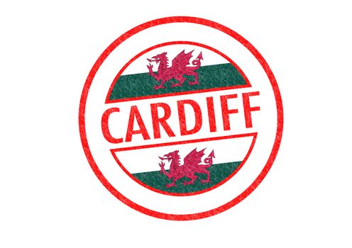 Passport-style CARDIFF (Wales) rubber stamp over a white background.