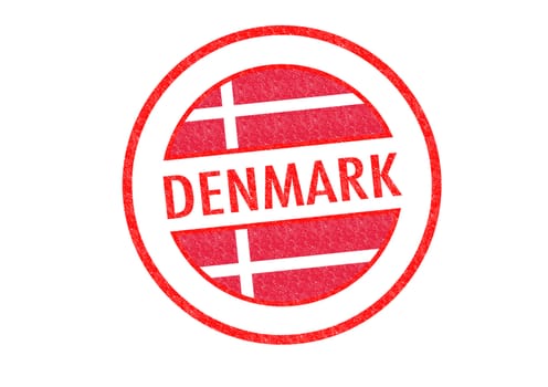 Passport-style DENMARK rubber stamp over a white background.