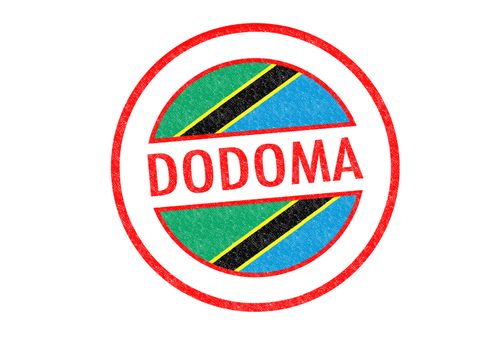 Passport-style DODOMA (Tanzania) rubber stamp over a white background.