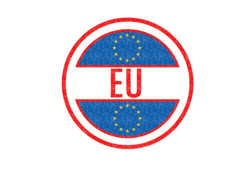 EU (EUROPEAN UNION) Rubber stamp over a white background.