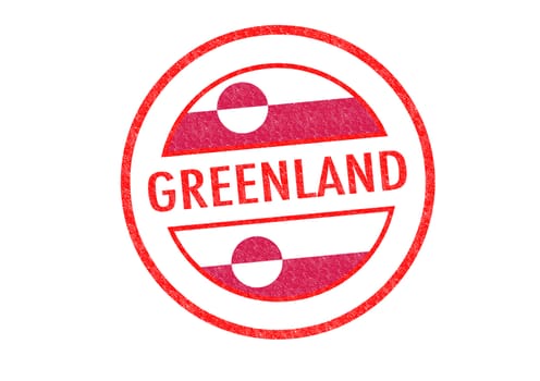 Passport-style GREENLAND rubber stamp over a white background.