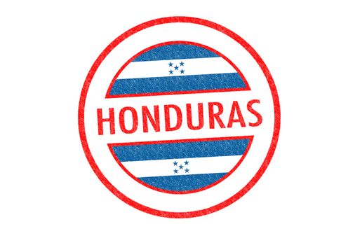 Passport-style HONDURAS rubber stamp over a white background.