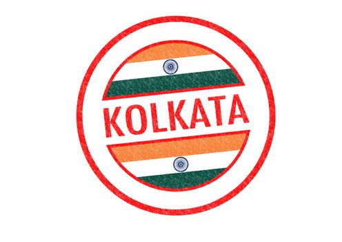 Passport-style KOLKATA (India) rubber stamp over a white background.