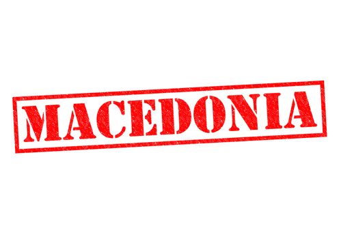 MACEDONIA Rubber Stamp over a white background.