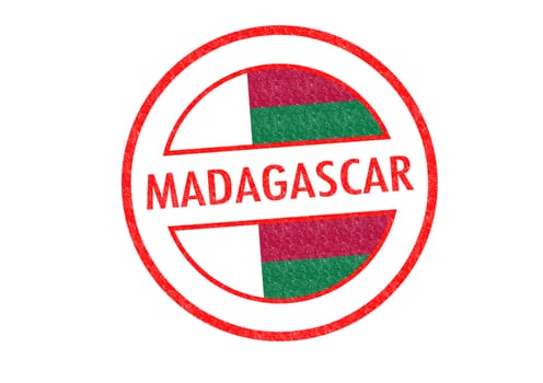 Passport-style MADAGASCAR rubber stamp over a white background.
