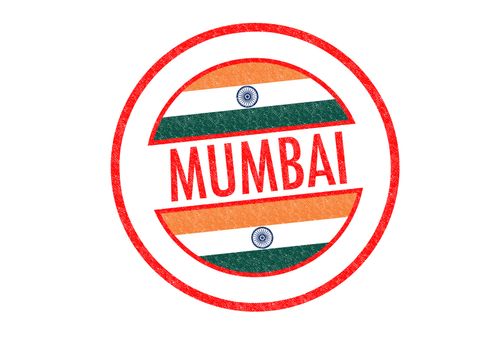Passport-style MUMBAI (India) rubber stamp over a white background.