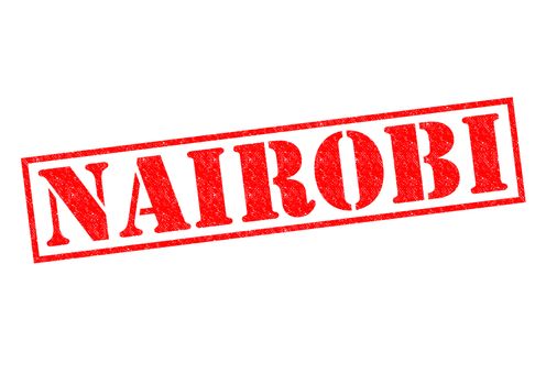 NAIROBI (capital of Kenya) Rubber stamp over a white background.