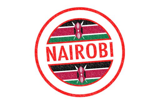 Passport-style NAIROBI (capital of Kenya) rubber stamp over a white background.