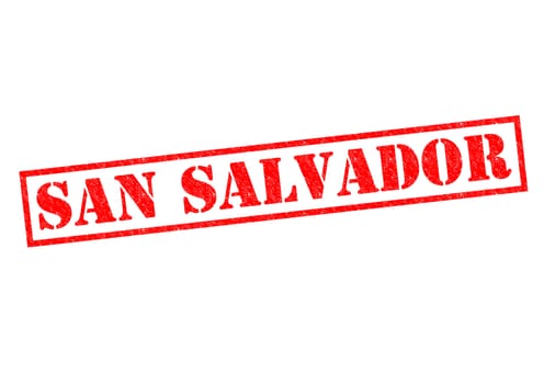 SAN SALVADOR (capital of El Salvador) Rubber Stamp over a white background.