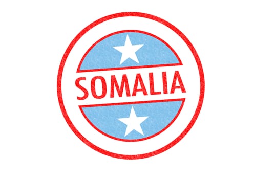 Passport-style SOMALIA rubber stamp over a white background.