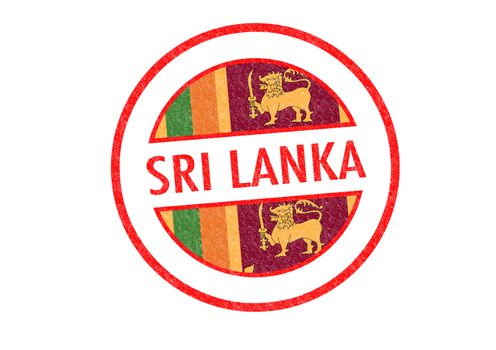 Passport-style SRI LANKA rubber stamp over a white background.