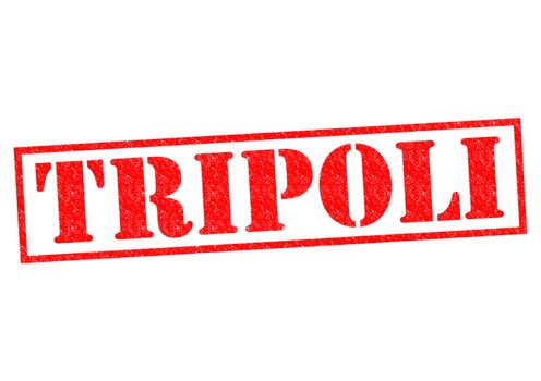 TRIPOLI (capital of Libya) Rubber stamp over a white background.