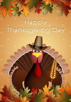 illustration of turkey cartoon for Thanksgiving Day