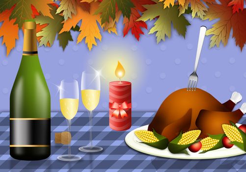 illustration of Roast turkey for Thanksgiving Day