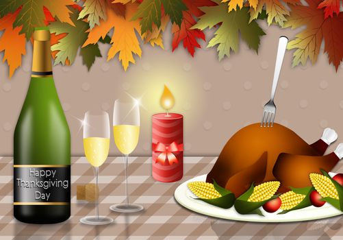 illustration of Roast turkey for Thanksgiving Day