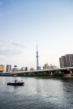 Tokyo sky tree with Sumida river in Japan2