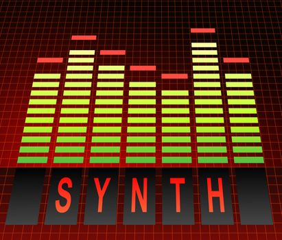 Illustration depicting graphic equalizer level bars with a synth concept.