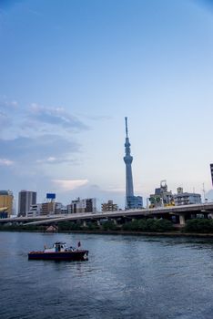 Tokyo sky tree with Sumida river in Japan3