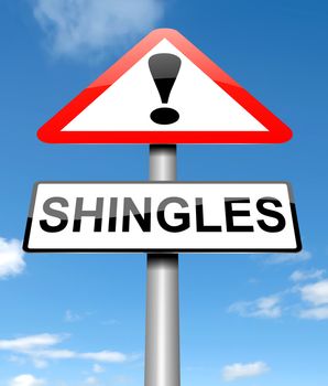 Illustration depicting a sign with a Shingles concept.