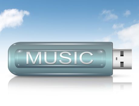 Illustration depicting a usb flash drive with a music concept.