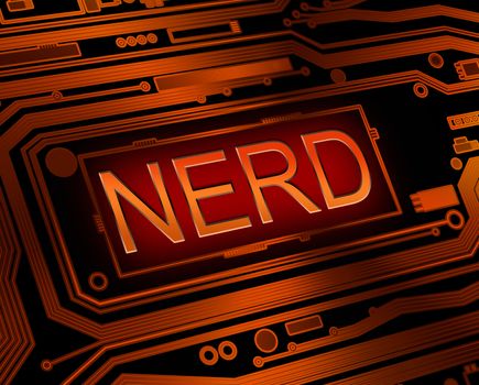 Abstract style illustration depicting printed circuit board components with a nerd concept.