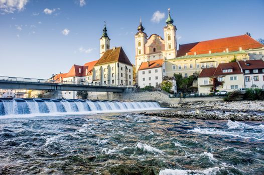 Cityscape of Steyr, a town in upper austria