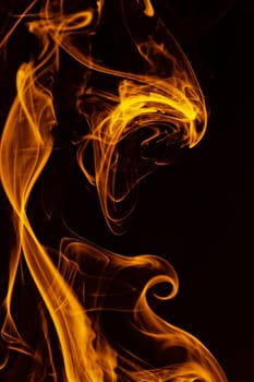 yellow smoke in black background