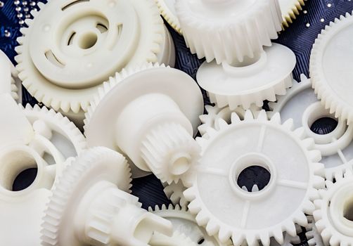 The plastic gear. Photo fragment of machine.