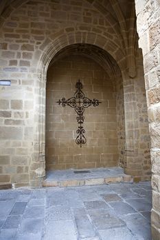 Iron cross inside Chapel of Church of Santa Maria de los Reales Alcazares, Ubeda, Spain
