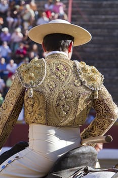 Picador bullfighter, lancer whose job it is to weaken bull's neck muscles, Spain