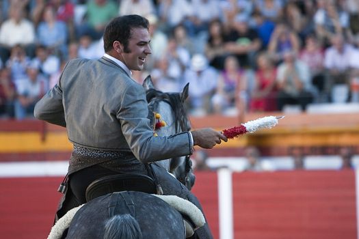 Alvaro Montes, bullfighter on horseback spanish, Sabiote, Jaen province, Spain, 24 august 2011
