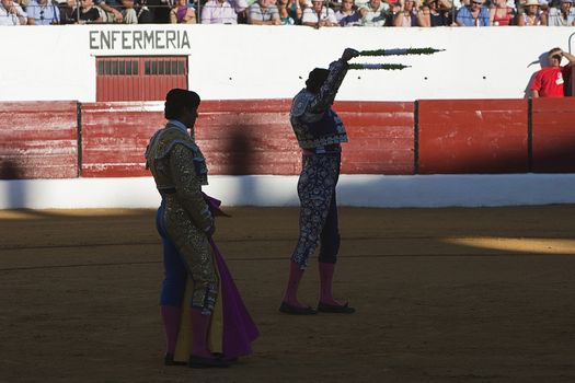 Banderillero, the torero who, on foot, places the darts in the bull, the banderillas is Brightly-coloured darts placed in the bull