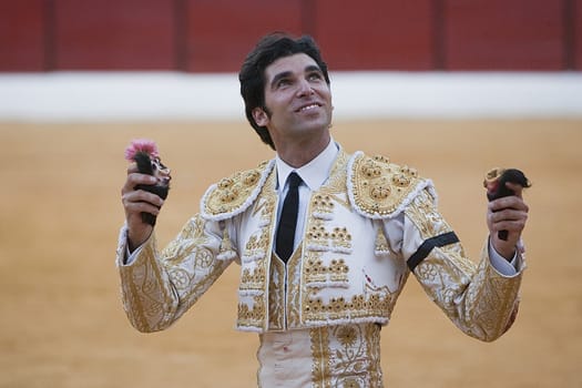 The Spanish Bullfighter Cayetano Rivera to the turning of honour, Sabiote, province of Jaen, Spain, 09 september 2011