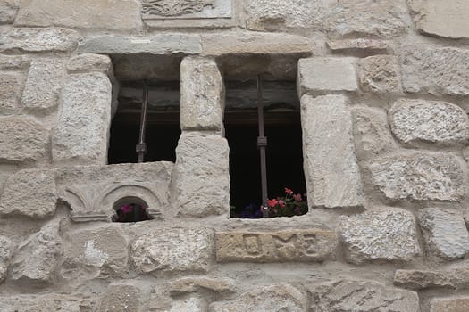 Detail of stone window with archaeological remains, Ubeda, Spain