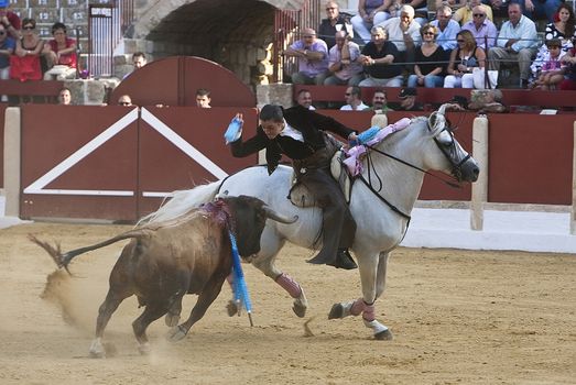 Noelia Mota, woman bullfighter on horseback spanish, Ubeda, Jaen province, Andalusia, Spain, 29 september  2011
