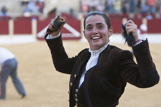 Noelia Mota, woman bullfighter on horseback spanish, Ubeda, Jaen, Spain, 29 september  2011