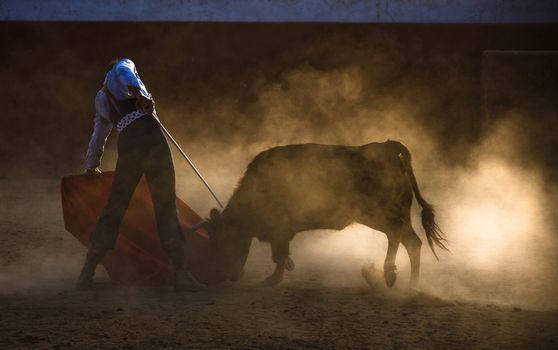 The Spanish bullfighter David Valiente Bullfight at tentadero, Jaen, Spain, 9 september 2009