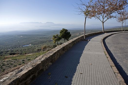 Look out of Ubeda at sunset, city heritage of the humanity, Antonio Muñoz Molina walk, Ubeda, Jaen, Spain