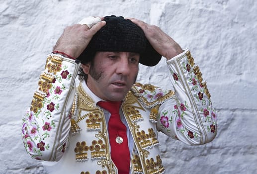 Juan Jose Padilla putting the montera before you start to fight, Spain, 24 september 2010