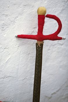 sword toreador supported on the white wall, Spain