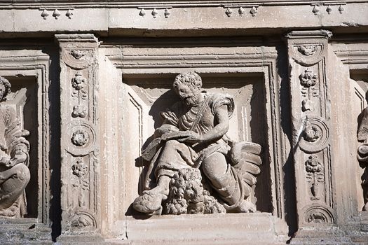 Relief of San Marcos, relief of the Front of the chapel of El Salvador of Ubeda, Jaen province, Spain