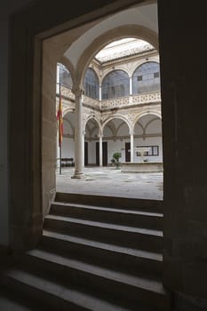 Stairs to Cloister of Cityhall, Palacio de las cadenas, renaissance style, Ubeda, Spain