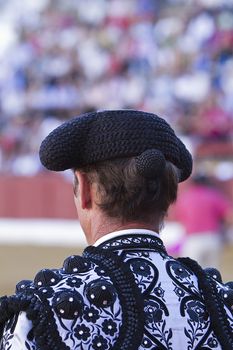 detail of lights costume and hat of a bullfighter in a bullfight, Spain
