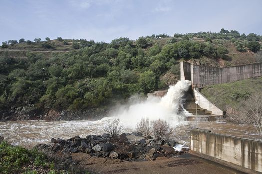 Spillway of the dam of the Yeguas, Cordoba province, Spain