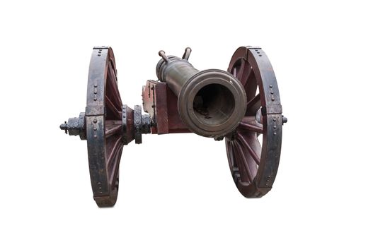 Old cannon isolated over white background with clipping path