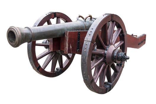 Old cannon isolated over white background with clipping path
