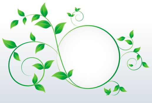 Nature concept with green leafs and space for your text on abstract grey background